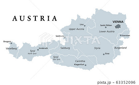 Austria Gray Colored Political Map With The のイラスト素材
