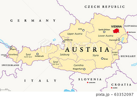 Austria Political Map With The Capital のイラスト素材