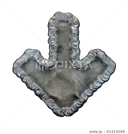Industrial metal symbol arrow to down on white background 3d 63353089