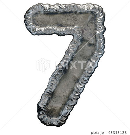 Industrial metal number 7 on white background 3d 63353128