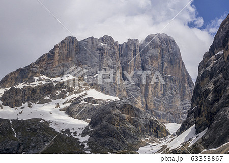 Majestic view of the Marmolada massif. Dolomites. 63353867