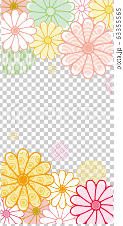 菊の花 和柄 フレーム バナー 背景のイラスト素材