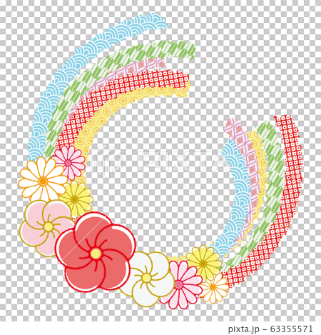 菊と梅の花 和柄 束ね熨斗風 フレーム 63355571