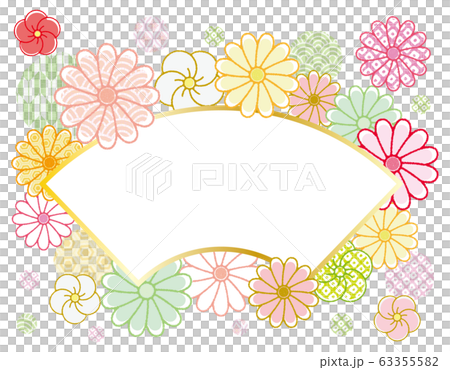 幸運符日本圖案菊花和梅花框架風扇 63355582