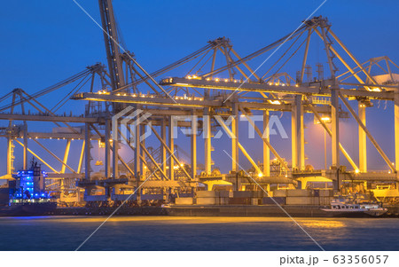 Container terminal at sunset 63356057