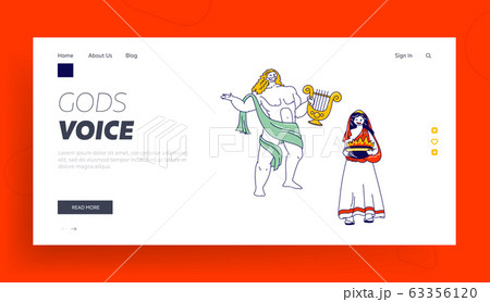 Ancient Greek Gods Characters Landing Page のイラスト素材
