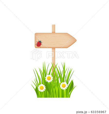 Wooden arrow signboard on a pole at the summer Wooden arrow signboard on a pole at the summer 63356967