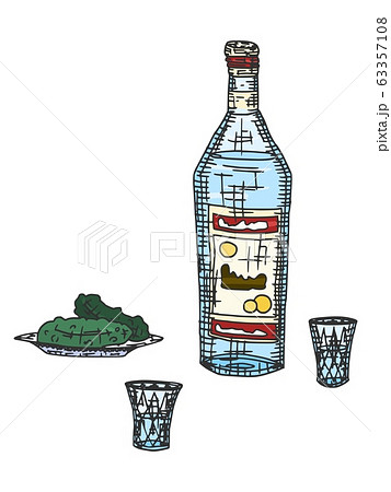 vodka alcohol in a bottle and glasses with a snack vodka alcohol in a bottle and glasses with a snack 63357108