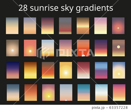 Sunset and sunrise gradient bundle. Sky backgrounds for nature landscapes. Vector poster or minimal 63357228