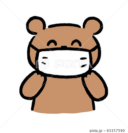 マスクをしている熊のイラスト素材