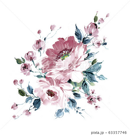 透明水彩 水彩画 花のイラスト素材