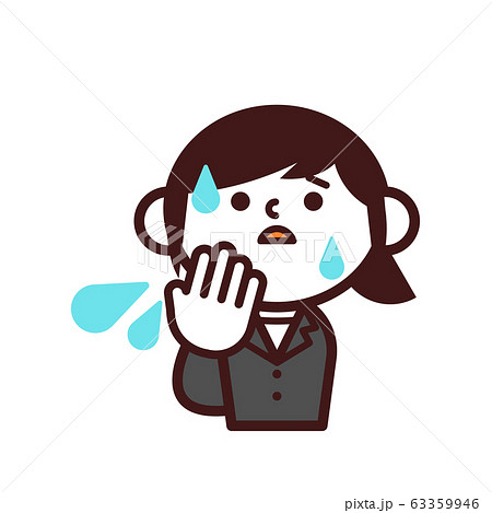 ビジネス スーツ 上半身 女性 汗 焦り 不安 困惑のイラスト素材
