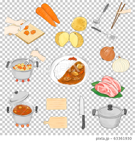 カレーの材料と作り方全部のイラスト素材 63361930 Pixta