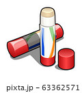 Glue stick in plastic box isolated on a white background. Vector cartoon close-up illustration. 63362571