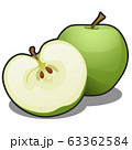 Juicy green apples isolated on a white background. Element of a healthy diet. Vector cartoon close-up illustration. 63362584