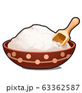 Clay bowl with white powder isolated on white background. Vector cartoon close-up illustration. 63362587
