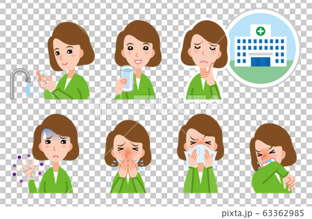 一名生病的婦女,預防疾病的插圖 一名生病的婦女,預防疾病的插圖 63362985