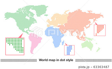 地図素材 世界地図 ドット タイル インフォグラフィック ダイアグラム モザイクのイラスト素材