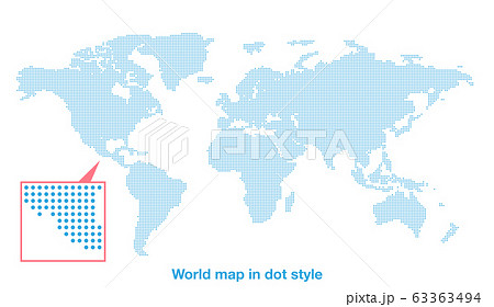 地図素材 世界地図 ドット タイル インフォグラフィック ダイアグラム モザイクのイラスト素材 63363494 Pixta