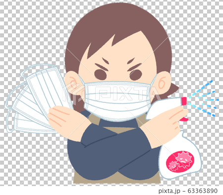 Woman fighting virus wearing a mask Woman fighting virus wearing a mask 63363890