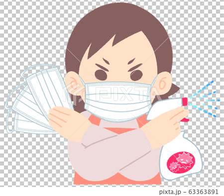 Woman fighting virus wearing a mask Woman fighting virus wearing a mask 63363891