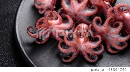 Black seafood pasta with shrimp and octopus Black seafood pasta with shrimp and octopus 63364742