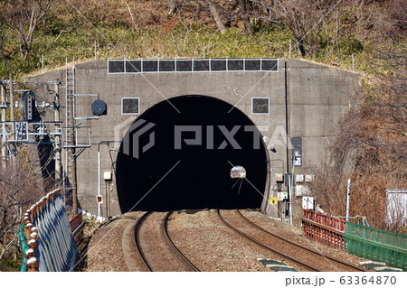早春の北海道室蘭市JR崎守駅の風景を撮影 63364870