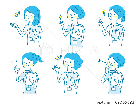 笑顔若い女性　白衣　セット 63365033