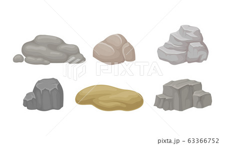 Rock Stones and Cobblestones Isolated on White Background Vector Set Rock Stones and Cobblestones Isolated on White Background Vector Set 63366752
