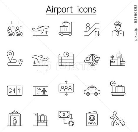 Airport icon set in thin line style Airport icon set in thin line style 63366892