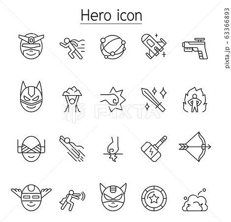 Super Hero icon set in thin line style Super Hero icon set in thin line style 63366893