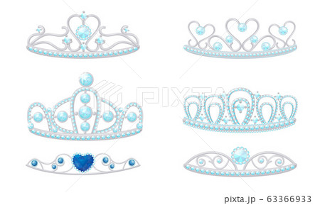 Gleamy Princess Crowns Or Diadems With Precious のイラスト素材