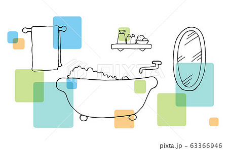 バスルーム手描き線画 63366946