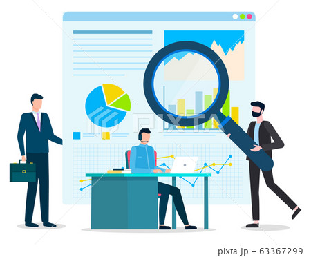 Managers Work in Team, Chart and Diagram on Board 63367299