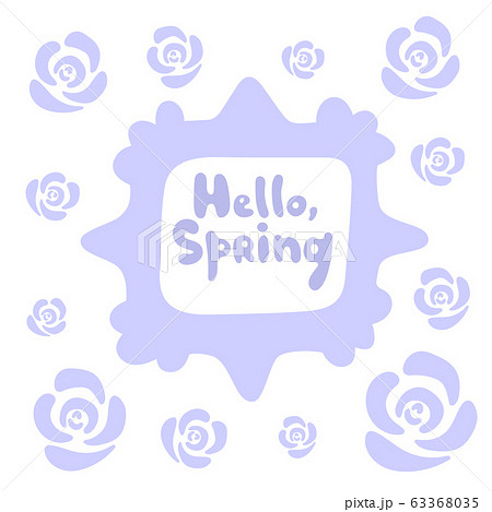 Hello sping - minimalistic doodle square card with lots of abstract roses. Tender lavender colors. Spring violet design for social media, inspirational prints, templates, overlays, cards, posters Hello sping - minimalistic doodle square card with lots of abstract roses. Tender lavender colors. Spring violet design for social media, inspirational prints, templates, overlays, cards, posters 63368035