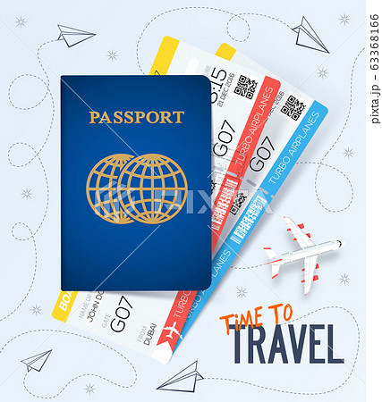 Travel, business trip. Passport with tickets. Air travel concept. Business travel illustration. 63368166