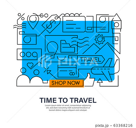 Modern creative banner design in outline style for Travel deals online. Shop tour now. Doodle style Modern creative banner design in outline style for Travel deals online. Shop tour now. Doodle style 63368216
