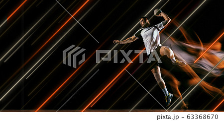 Creative sport and neon lines on dark background, flyer, proposal 63368670