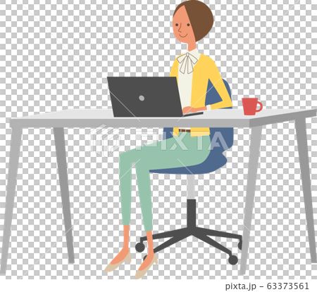 Woman A using computer at desk A Woman A using computer at desk A 63373561