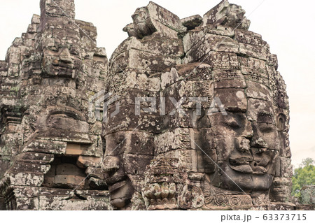 Bayon Castle or Prasat Bayon Khmer temple at Angkor in siem reap Cambodia. Bayon Castle or Prasat Bayon Khmer temple at Angkor in siem reap Cambodia. 63373715