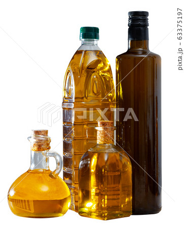 Vegetable oil in decanters and bottles Vegetable oil in decanters and bottles 63375197