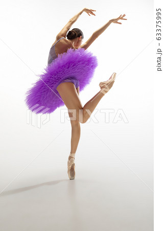 Young graceful tender ballerina on white studio background Young graceful tender ballerina on white studio background 63375995