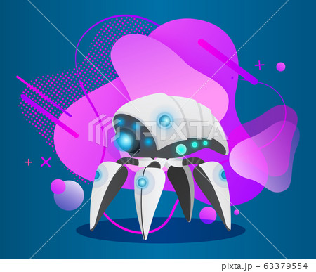 Robotic Creature for Work, Bot with Legs Vector Robotic Creature for Work, Bot with Legs Vector 63379554