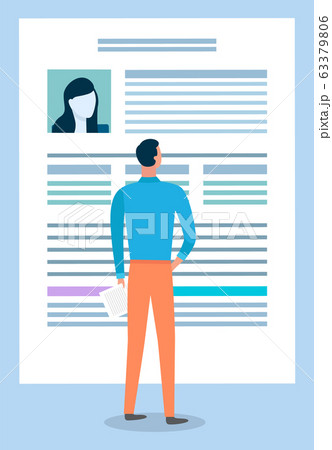 Man Look at Document and Read it, Newspaper Sheet Man Look at Document and Read it, Newspaper Sheet 63379806