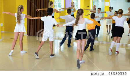 Children learn dance movements in dance class Children learn dance movements in dance class 63380536