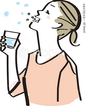 うがい 風邪予防 女性のイラスト素材