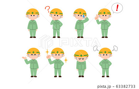 工事現場の男性作業員のイラストセット デフォルメカラー のイラスト素材 工事現場の男性作業員のイラストセット デフォルメカラー のイラスト素材