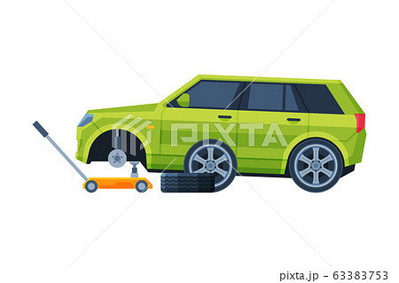 Tire Wheel Changing Auto Service Road のイラスト素材