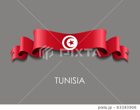 Tunisian flag wavy ribbon background. Vector illustration. Tunisian flag wavy ribbon background. Vector illustration. 63383906