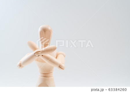 Refusal gesture, Wooden dummy, crossed hands on Refusal gesture, Wooden dummy, crossed hands on 63384260